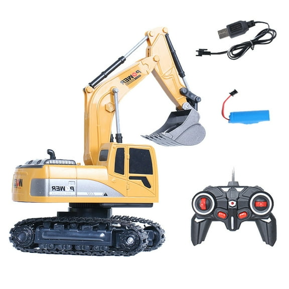 5 Channel Full Functional Remote Control Tractor Toy Front Loader - 14 x 6 x 8 inch Electric RC Remote Control Construction Toy Tractors with Lights and Sounds