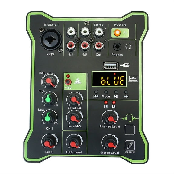 5 Channel Mixing Console Multifunctional Professional Audio Mixer Digital Display Bluetooth-compatible for Microphone Instrument ,Precision Control