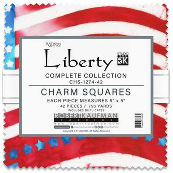 5" Charm Pack - Artisan Batiks Liberty Complete Collection Studio RK Robert Kaufman Patriotic Squares Fabric Bundle Quilter's Cotton Fabric Precuts (CHS-1274-42) M517.10