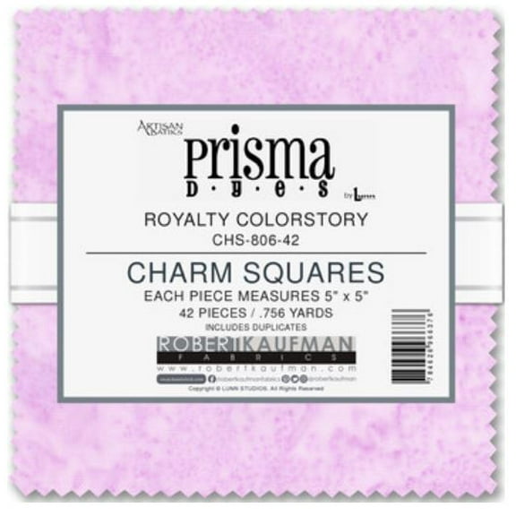5" Charm Pack - Artisan Batiks Prisma Dyes Royalty Colorstory by Lunn Studios for Robert Kaufman Purples Blues Teals Squares Fabric Bundle Quilter's Cotton Fabric Precuts (CHS-806-42) M532.32