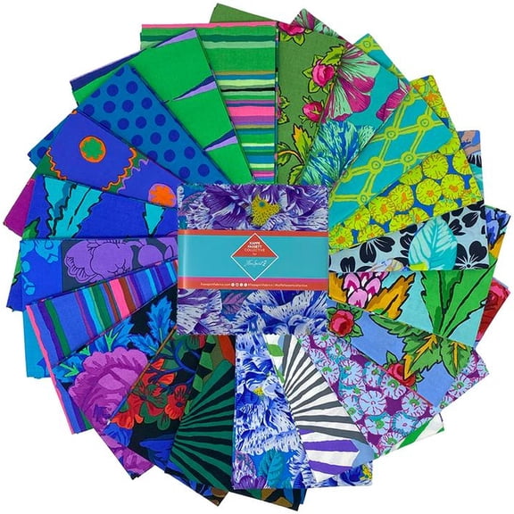 5" Charm Pack - Kaffe Fassett Collective February 2026 Cool FreeSpirit Fabric Bundle Quilter's Cotton Precuts Squares (FB6CPGP.FEB26COOL) M201.21