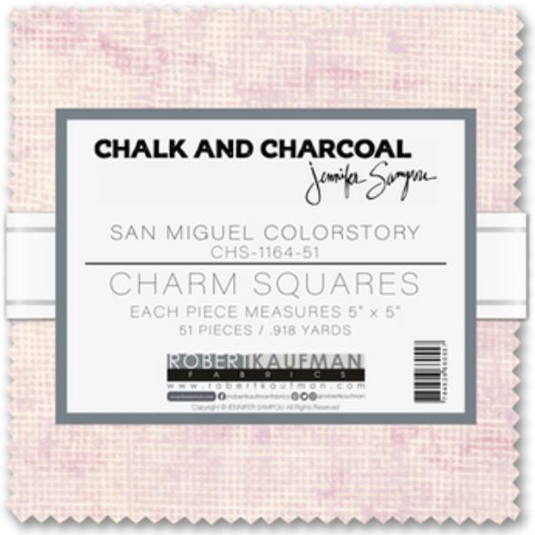 5" Charm Pack Squares - Chalk and Charcoal by Jennifer Sampou San Miguel Colorstory Robert Kaufman Blenders Geometric Textured-Look Fabric Bundle Quilter's Cotton Precuts (CHS-1164-51) M517.89