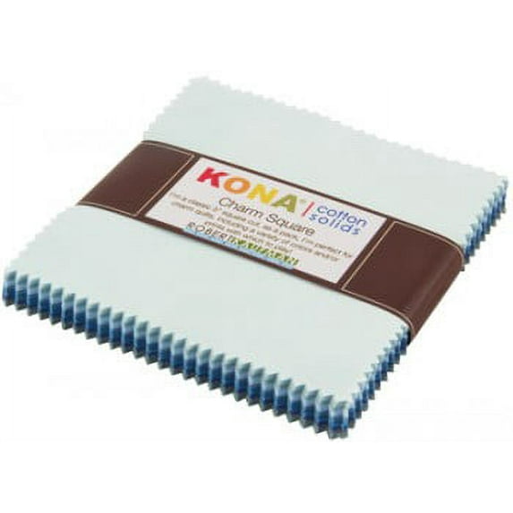 5" Charm Pack Squares - Kona Cotton Solids Overcast Palette Blues Grays Robert Kaufman Quilters Fabric Precuts Bundle (CHS-336-42) M532.17