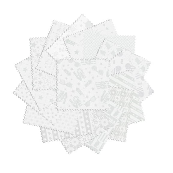5" Charm Pack - Star Spangled Whites by Kanvas Studio for Benartex Patriotic USA Fabric Bundle Quilter's Cotton Precuts Squares (SSPW5PK) M200.23