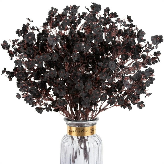 Under $5 Cherry Blossom Artificial Stems, Plastic Wedding Centerpiece Faux Floral, Black Artificial Cherry Blossom Stems for Home Decor Wedding Centerpiece Faux Floral Arrangement,