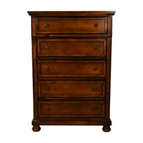 5 Chest In Walnut Color With Tongue And Groove Front Dark Dresser Transitional Style Drawers