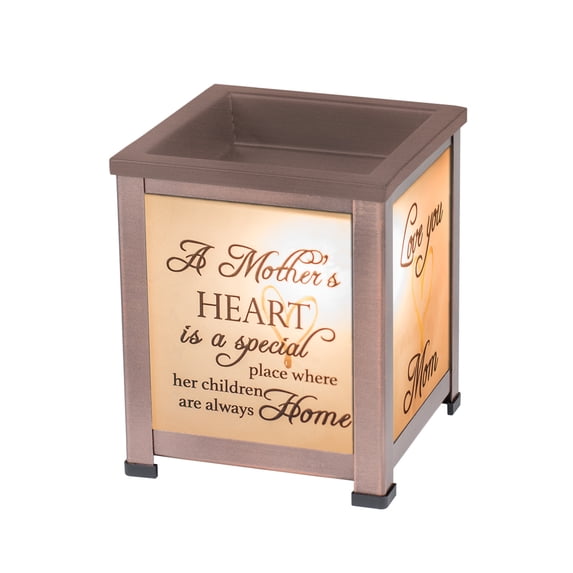Elanze Designs Mothers Heart Children Copper Tone Metal Electrical Wax Tart and Oil Glass Lantern Warmer