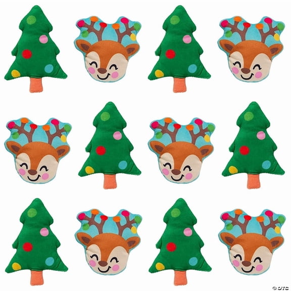 5" Christmas Light-Up Stuffed Tree & Reindeer Assortment - 12 Pieces