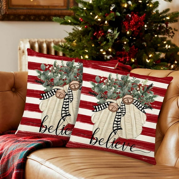 Under $5 Christmas Throw Pillow Covers 18x18" Christmas Printed Pillow Cover Series Home Sofa Decoration Cushion Cover Bedroom Pillow Cover for Holiday Party Supplies