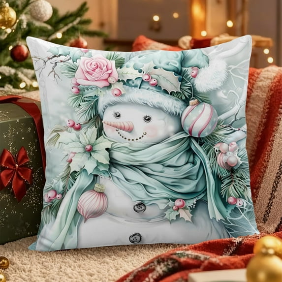 Under $5 Christmas Throw Pillow Covers Christmas Pillow Cover Sofa Decoration Pillow Cushion Cover Cushion Covers for Couch Sofa Bed, Soft and Breathable Indoor Home Decoration 18x18"