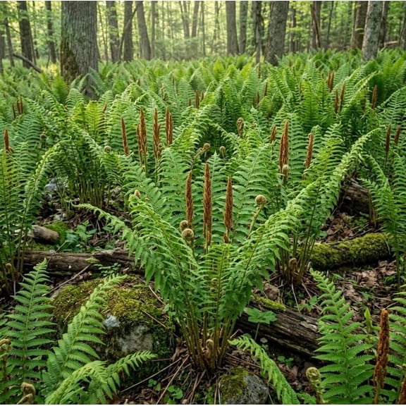 5 Cinnamon Fern Rhizomes Green Ferns Live Plants, Fresh Perennial Ferns 3-6" Long Bare Roots