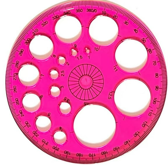 Under $5 Circle Template, 360° Protractor Round Stencil, Plastic Protractor, Round Ruler Template with 16 Circles, Office Supplies, Classroom Must Haves, 1 Pack, Random Color