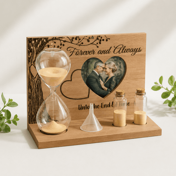 5 Classic Unity Sand Ceremony Kit with Hourglass and Photo Display Base