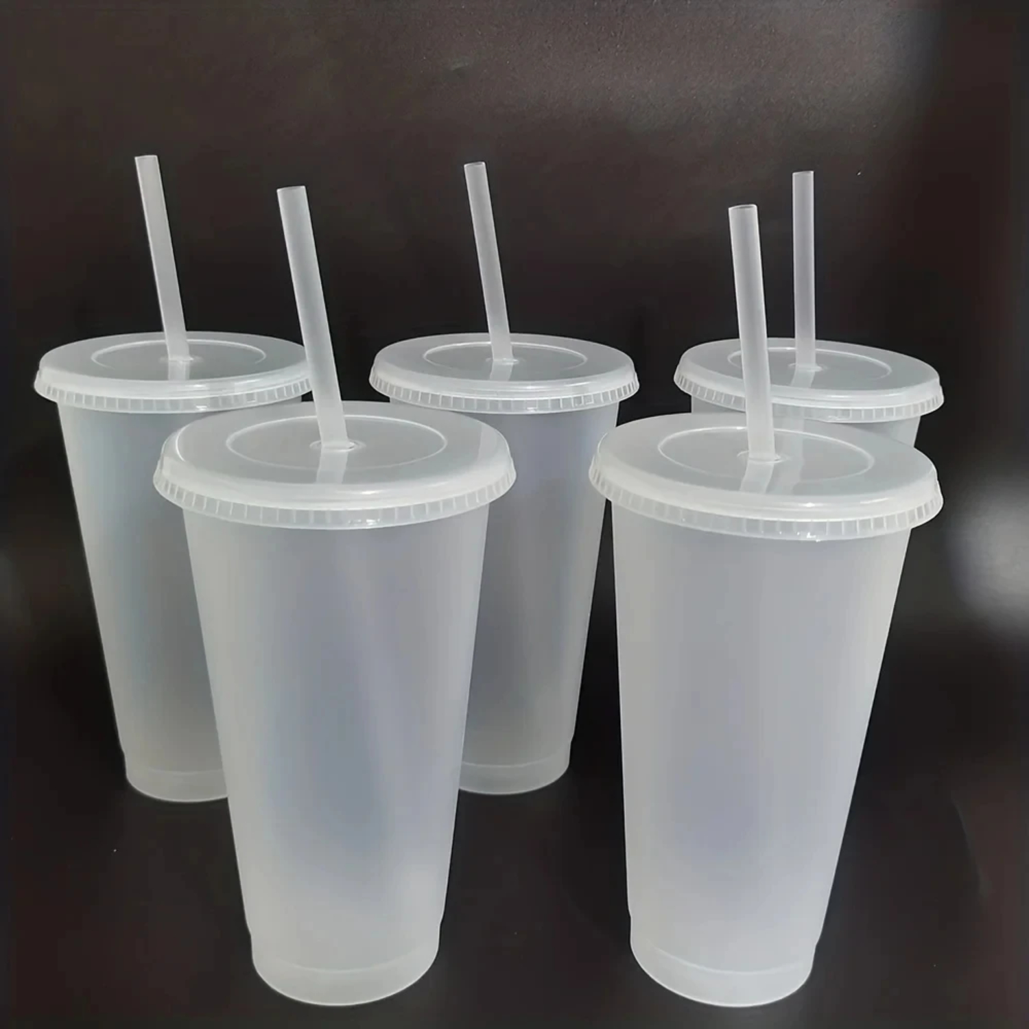 5 Clear 24oz Reusable Plastic Tumblers - Refreshing Set with Straws for ...