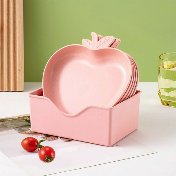 Under $5 Clearance! 5pc Plates for Snack, Candy and Fruit, InsCrazy Plates Cutlery Set with 6.29 in Food Tray Fruit Snack Bowl for Restaurants Food Shops Dining Halls