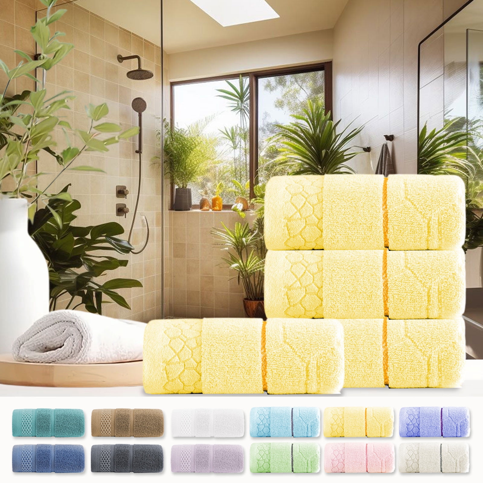 Under $5 Clearance! Bath Towel, InsCrazy 100% Cotton Towel, Thick and Soft, Quick Dry, Highly Absorbent Household Towel for Bathroom, Sport, Wash Face, Large Gift Hand Towel