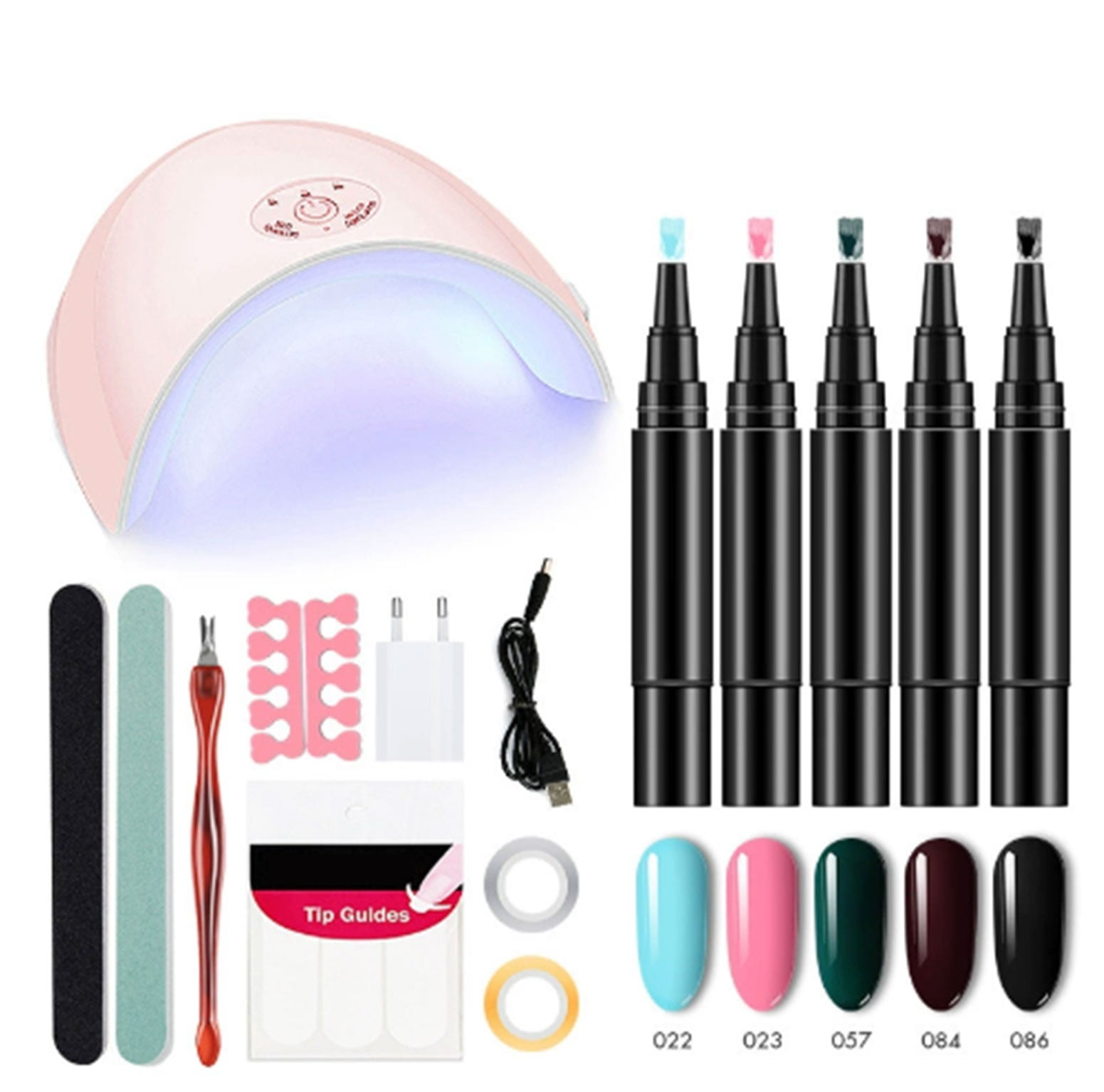 5 Color 3-in-1 Nail Polish Gel Pen, Quick Dry Durable Gel Nail Color, Portable Nail Design Pen Set for At-Home Manicure and Nail Art
