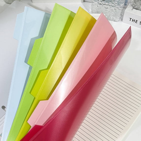 5 Color Divider Page Set,5 pcs, Us Standard Folder with Double Pockets for 3-Ring Binder, Tabbed File Organizers for Documents & Study Supplies