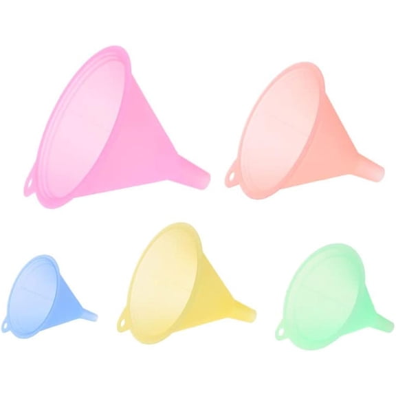 5 Color Funnels, 5 Sizes, Kitchen Plastic Funnels, Candy Color Funnels, Used for Kitchen Quick Transfer Container, Suitable for Liquid, Powder, Bottle, Can, Edible Oil