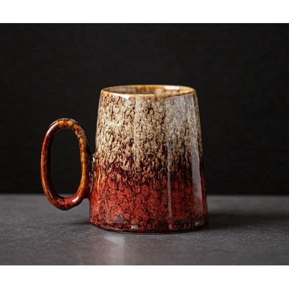 5-Color Gradient Ceramic Coffee Mug 400ml Retro Design Mug for Coffee Tea Hot Cocoa Microwave Safe Dishwasher Safe Unique Gift for Women Men Office Home