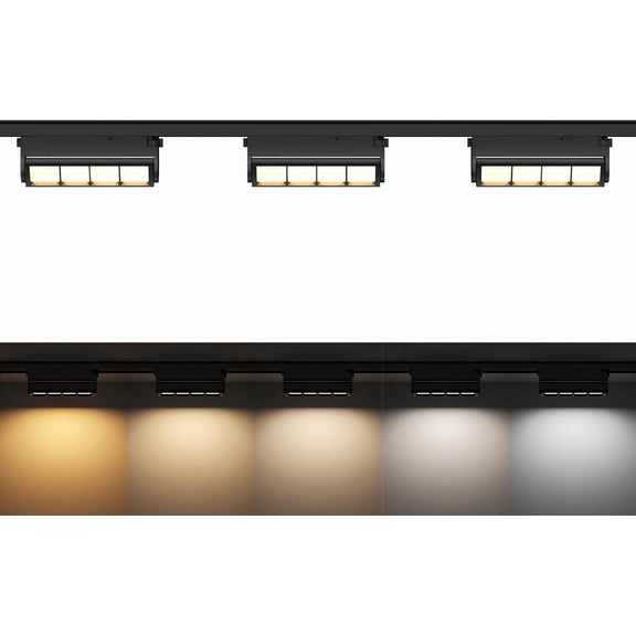 5 Color Linear H Track Lighting Heads Type Light Dimmable LED Fixtures Ceiling Spot Light, Style for Rails, Black CRI90 12W 3 Pack