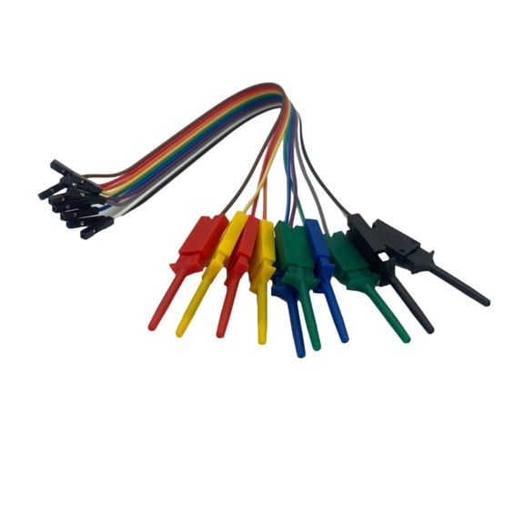 5-Color Logic Analyzer Test Leads, 10-Pin Hook Clamp Kit for Chips Pins, Retractable Spring Probe Cables with Plastic Metal Build, 20cm Length for Electronics Testing and Debugging(Female head)