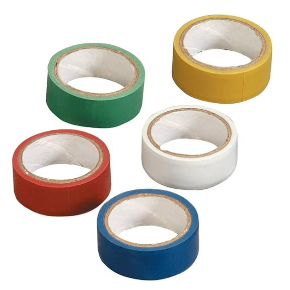 5 Color Vinyl Electrical Tape 3/4" x 12' General Purpose Medium Adhesion 5 Pack