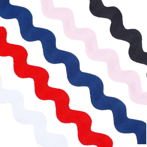 5 Colors 38~40mm Rick Rack Trim for Sewing 10 Yards RIC Rac Wave Bending Fringe Ribbon Zig Zag Woven Fabric