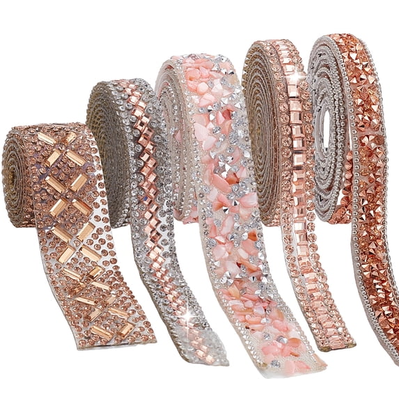 5 Colors 5 Roll Rhinestone Ribbon 0.3x15.6 Inch Glitter Rhinestones ...