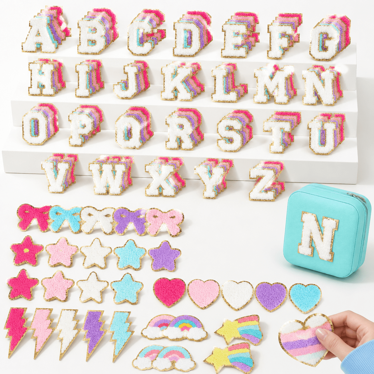 5 Colors Chenille Letter Patches, 162 Bulk Sewing Patches for Crafts ...