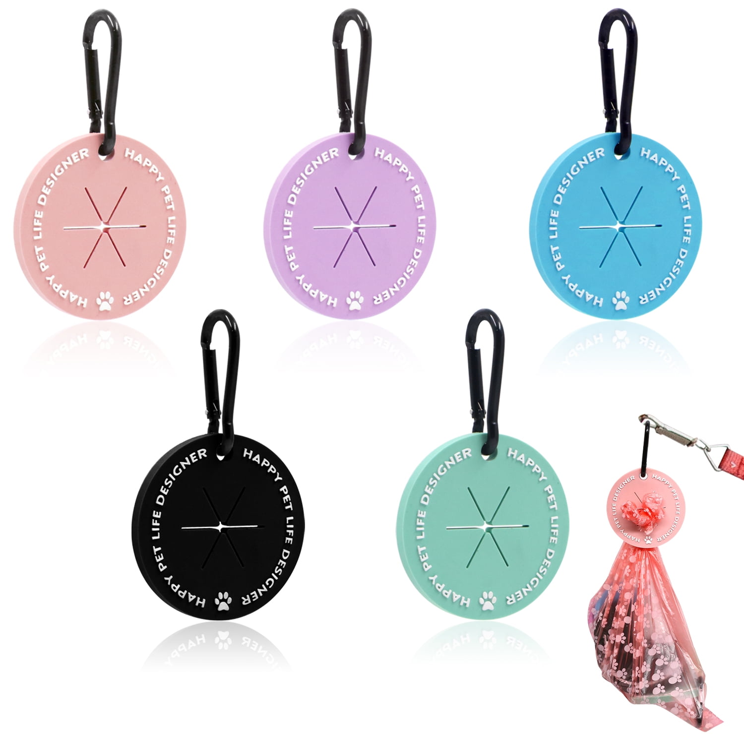 GWAWG 2 Colors Dog Poop Bag Holder, Waste Bag Holder With Carabiner Clip, Hands Free Poop Bag Carrier For Leash, Pet Waste Bag Dispenser For Dog Walking Accessory