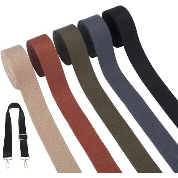 5 Colors Heavy Cotton Webbing 20 Yards 1-1/2 inch Webbing Straps Flat Polycotton Ribbon Fabrics DIY Handicraft Garment Accessories for Purse Shoulder Strap Guitar Strap Belt Making colorful