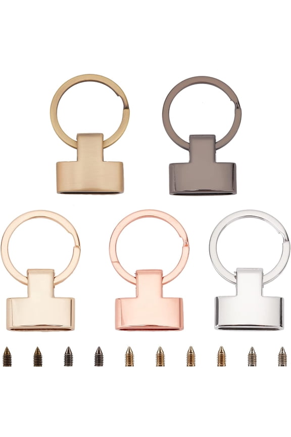 5 Colors Key Fob Hardware 0.87 Inch Keychain Wristlet Clasp with Key Ring Keychain Strap End Fasteners with Screws Key Lanyard Key Chain Webbing Fabric Ribbon Making Hardware Supplies 5 Sets Colorful