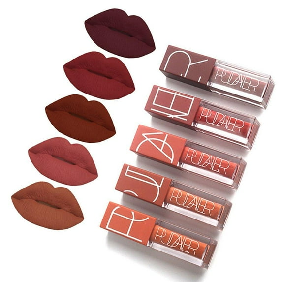 5 Colors Matte Lipstick Set, Long Lasting Velvet Lips Tint Liquid Lipstick Waterproof Lipstick Makeup 5pcs/kit C5
