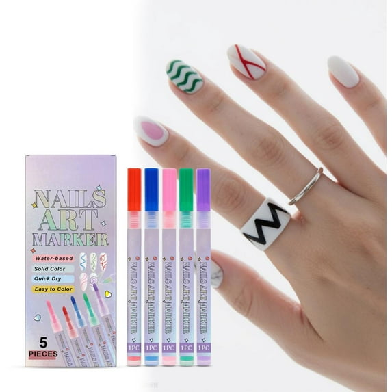 5 Colors Nail Pens For Nail Art,Nail Art Pens Set, 2025 New Nail Art Markers Polish Pen for 3D Nail Art, Nail Art Tools for Graffiti Dotting Drawing Painting Point Liner Diy