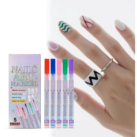 5 Colors Nail Pens For Nail Art,Nail Art Pens Set, 2025 New Nail Art Markers Polish Pen for 3D Nail Art, Nail Art Tools for Graffiti Dotting Drawing Painting Point Liner Diy