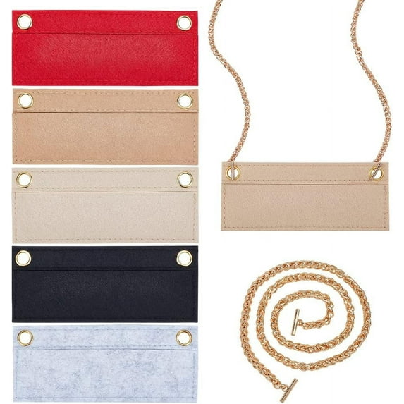 5 Colors Purse Organizer Insert Conversion Kit with 2pcs Gold Chain Felt Handbag Organizer Insert Inner Pocket Liner Women Clutches Envelope Bag Conversion Accessories for Kirigami Pochette