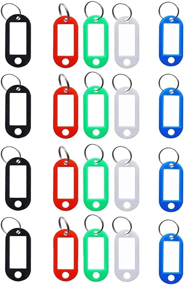 5 Colors Split Ring Keyring Plastic Key Labels Key Tags with Key Ring
