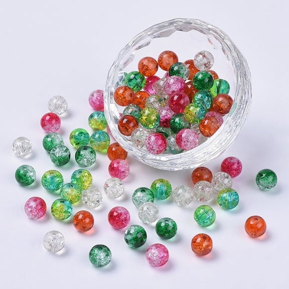 5 Colors Spray Painted & Baking Painted Glass Beads Round Mixed Color 8mm Hole: 1.3~1.6mm for DIY Glass