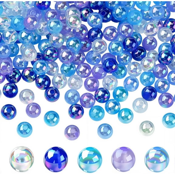 5 Colors Transparent Acrylic Beads AB Colors Plated Mixed Color 8mm Hole: 2mm about 100pcs/color