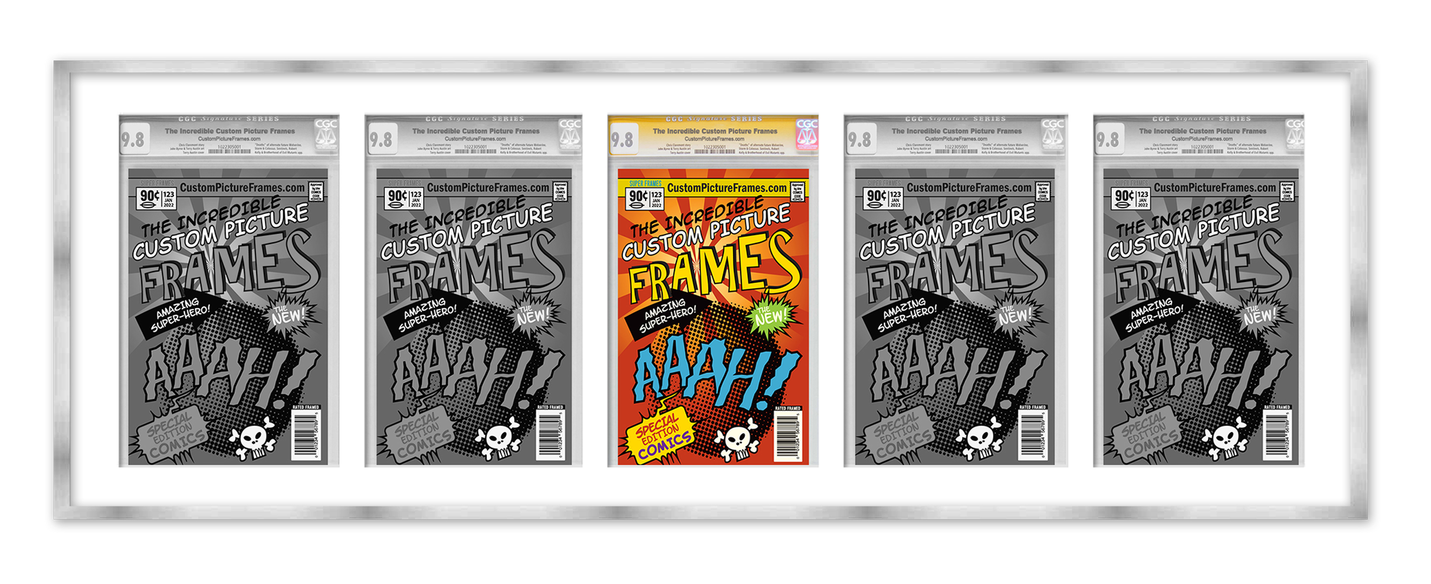 5 Comic Book Frame Silver Collage Comic Book Frame with White Mat to ...