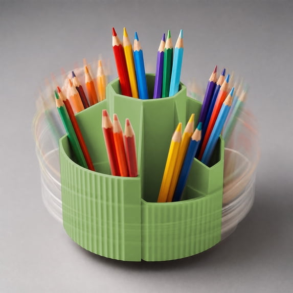 5-Compartment 360° Rotating Desk Organizer, Large Capacity Spinning Holder for Pens, Pencils, Makeup Brushes & Art Supplies, Multi-Use Storage Caddy for Office, Campus & Home