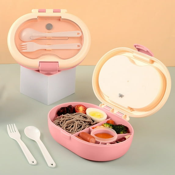 5-Compartment Bento Lunch Box | 800Ml Large Capacity | Leak-Proof & Microwave Safe | Food Grade Plastic | Dishwasher & Refrigerator Safe | Pink Color | 7.9X6.3X2.36 Inches