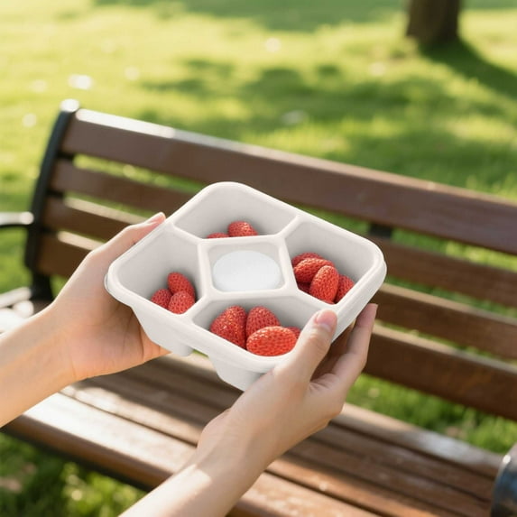 5-Compartment Bento Snack Box Containers for Adults Lunchable Meal Prep Containers Reusable Stackable Bento Lunch Box Food Storage Prep Containers with Lids Beige