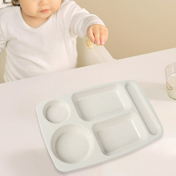 5-Compartment Bento Style Tray, Reusable Plastic Divided Plates for Toddlers Meal Prep, Durable Lunch Trays for Children, School, Home, Microwave & Dishwasher Safe