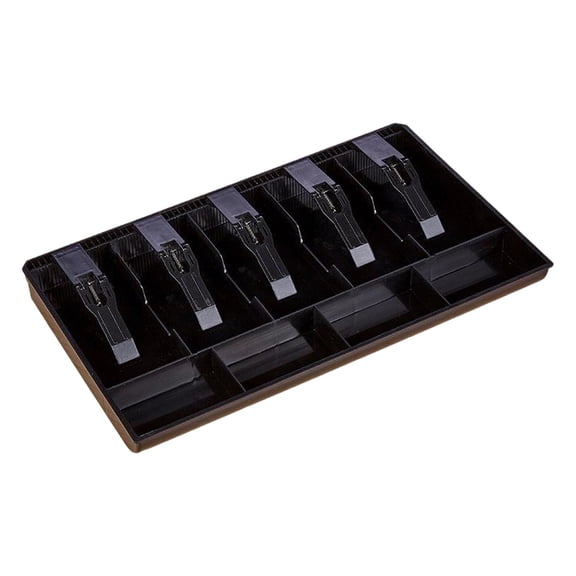 5 Compartment Cash Drawer Tray, Plastic Counter Organizer for Register, Stackable