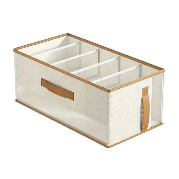 5 Compartment Closet Handbag Storage Organizer, Foldable Linen Purse Storage Holder with Dual Handles, Large Divider Storage Bin for Purses, Clutches, Wallets & Scarves, Closet Shelf Organizer
