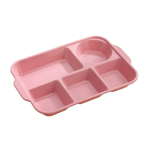 5-Compartment Divided Plates Tray | Microwave & Dishwasher Safe | BPA-Free Plastic Dinnerware for Family, Party & Restaurant Use | Beige, Pink, Blue, Green, Yellow, White