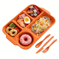 thumbnail image 1 of 5-Compartment Divided Plates Tray - Microwave & Dishwasher Safe Plastic Dinnerware for Family, Parties, Camping, School - Black, Blue, Orange, Gray, Green, 1 of 6