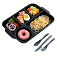 thumbnail image 1 of 5-Compartment Divided Plates Tray - Microwave & Dishwasher Safe Plastic Dinnerware for Family, Parties, Camping, School - Black, Blue, Orange, Gray, Green, 1 of 6